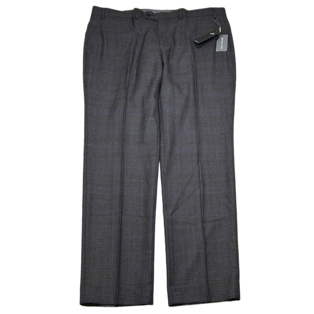 Michael Kors Malone Dress Pants Mens 40x30 Brown Blue Plaid Stretch Wool NEW